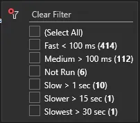 Visual Studio test speed filter